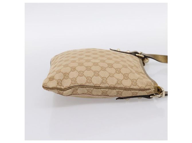 Borsa a tracolla GUCCI GG Canvas Sherry Line Beige Tono Oro 144388 Auth 198655 - vista 4