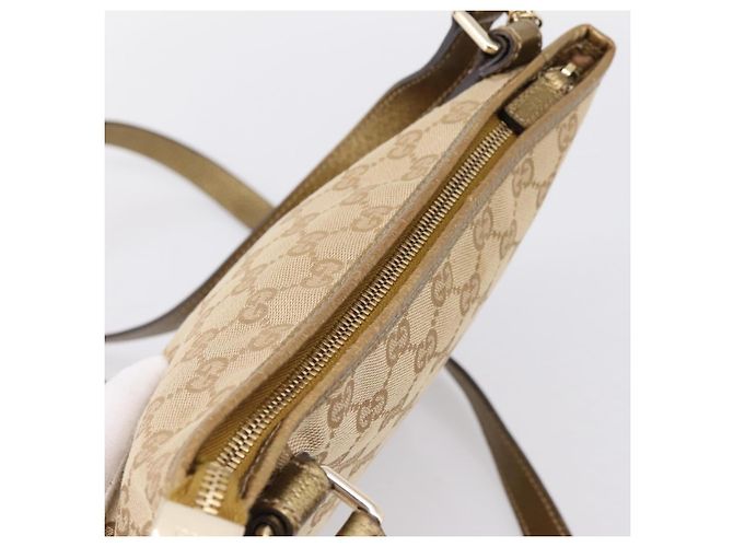 Borsa a tracolla GUCCI GG Canvas Sherry Line Beige Tono Oro 144388 Auth 198655 - vista 6