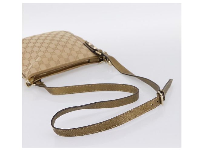 Borsa a tracolla GUCCI GG Canvas Sherry Line Beige Tono Oro 144388 Auth 198655 - vista 7