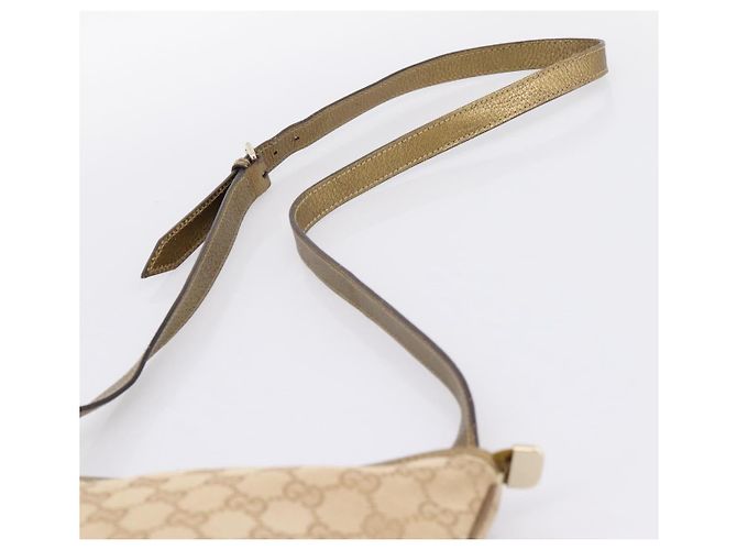 Borsa a tracolla GUCCI GG Canvas Sherry Line Beige Tono Oro 144388 Auth 198655 - vista 8