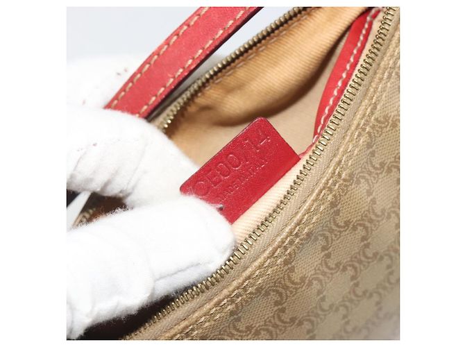Céline Pouch accessori CELINE Macadam Canvas PVC Beige Gold Auth 196915 D'oro - vista 12