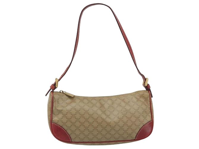 Céline Pouch accessori CELINE Macadam Canvas PVC Beige Gold Auth 196915 D'oro - vista 13