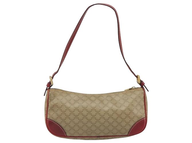 Céline Pouch accessori CELINE Macadam Canvas PVC Beige Gold Auth 196915 D'oro - vista 2