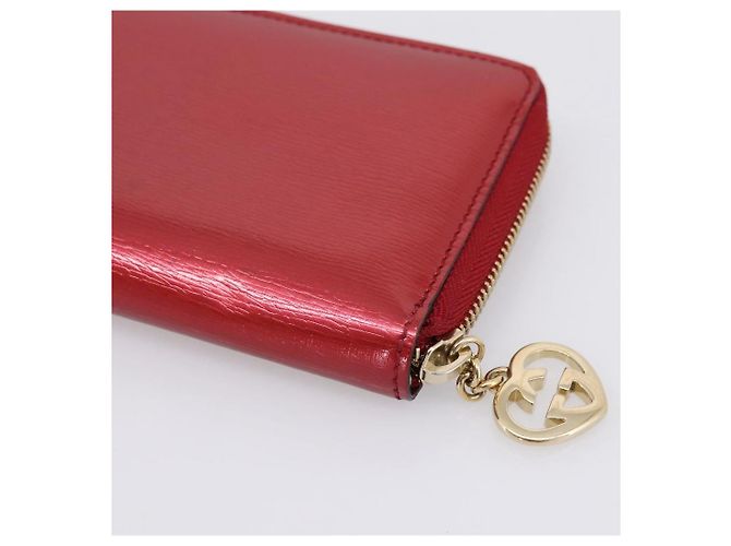 GUCCI Langbörse aus Lackleder Rot Gold 308005 Auth 198762A Golden - Ansicht 15