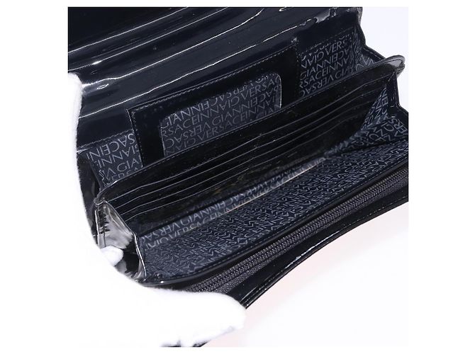 Borsa a mano Gianni Versace Medusa in vernice nera e oro Auth BA14906A Nero - vista 10