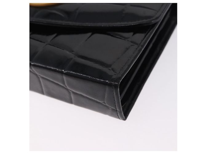 Borsa a mano Gianni Versace Medusa in vernice nera e oro Auth BA14906A Nero - vista 14