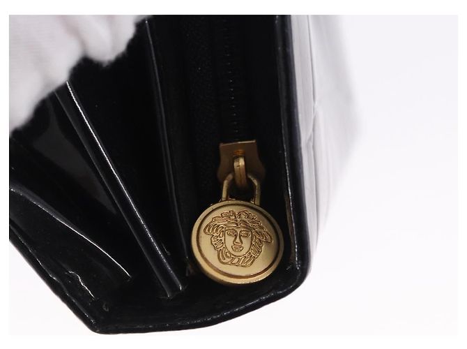 Borsa a mano Gianni Versace Medusa in vernice nera e oro Auth BA14906A Nero - vista 20