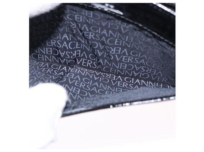 Borsa a mano Gianni Versace Medusa in vernice nera e oro Auth BA14906A Nero - vista 22