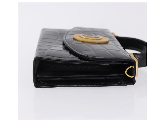 Borsa a mano Gianni Versace Medusa in vernice nera e oro Auth BA14906A Nero - vista 3