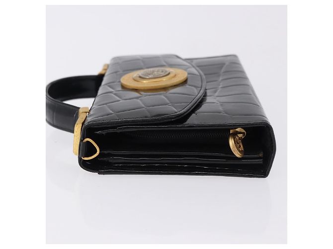 Borsa a mano Gianni Versace Medusa in vernice nera e oro Auth BA14906A Nero - vista 4