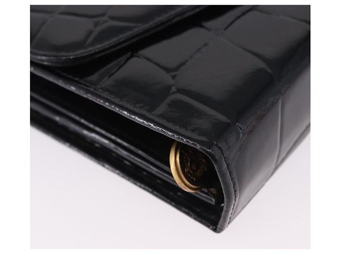 Borsa a mano Gianni Versace Medusa in vernice nera e oro Auth BA14906A Nero - vista 7