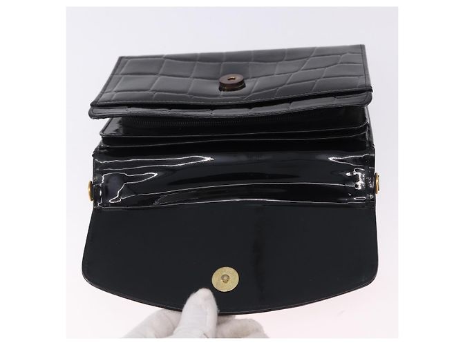 Borsa a mano Gianni Versace Medusa in vernice nera e oro Auth BA14906A Nero - vista 9