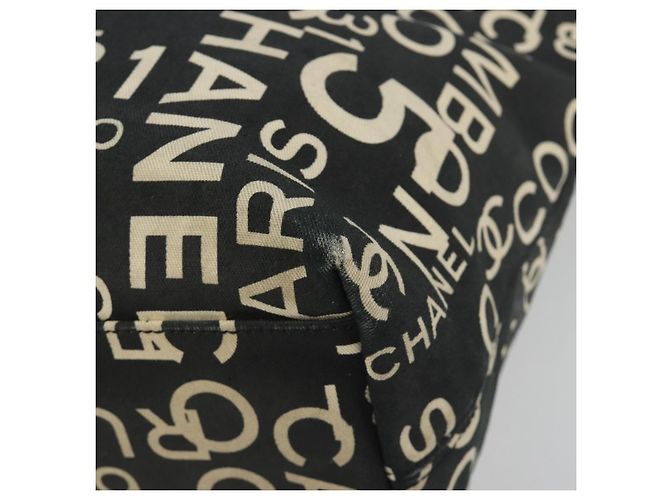 CHANEL Vichy Line Tote Bag aus Canvas Schwarz Silber CC Auth 198686 - Ansicht 15
