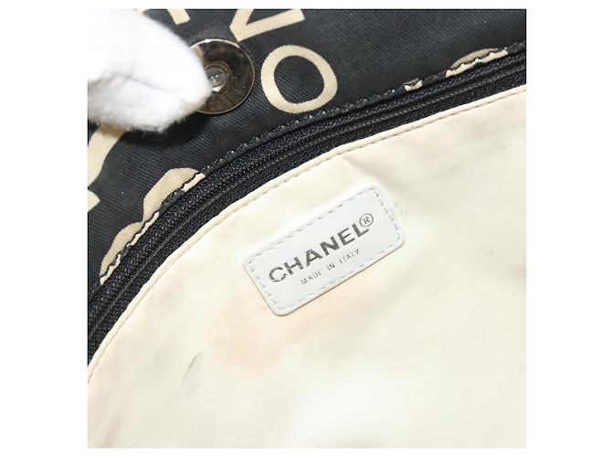 CHANEL Vichy Line Tote Bag aus Canvas Schwarz Silber CC Auth 198686 - Ansicht 17