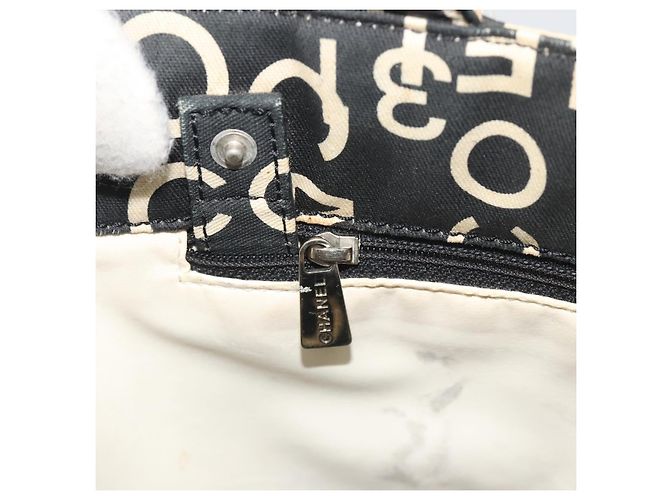 CHANEL Vichy Line Tote Bag aus Canvas Schwarz Silber CC Auth 198686 - Ansicht 20