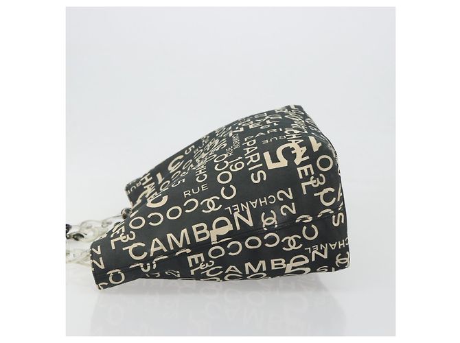 CHANEL Vichy Line Tote Bag aus Canvas Schwarz Silber CC Auth 198686 - Ansicht 4