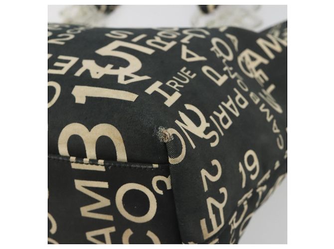 CHANEL Vichy Line Tote Bag aus Canvas Schwarz Silber CC Auth 198686 - Ansicht 9