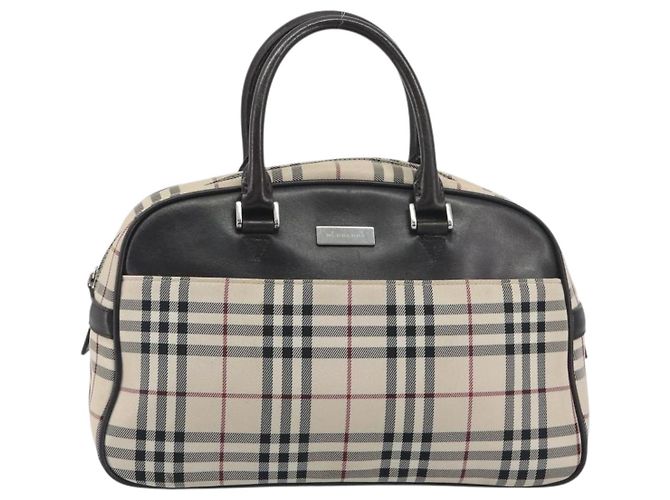 Borsa a mano BURBERRY Nova Check in tela beige e argento Auth 198703A - vista 13