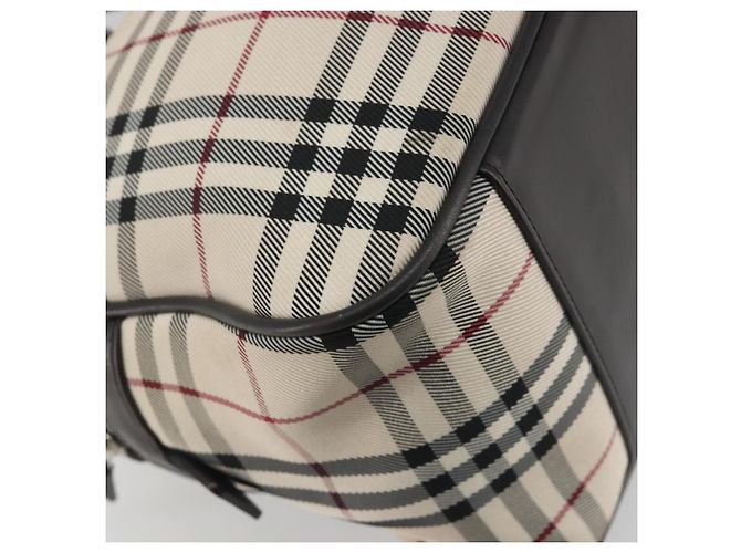 Borsa a mano BURBERRY Nova Check in tela beige e argento Auth 198703A - vista 14