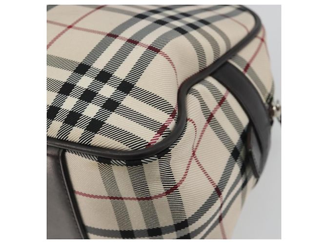 Borsa a mano BURBERRY Nova Check in tela beige e argento Auth 198703A - vista 15