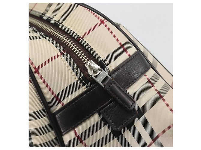 Borsa a mano BURBERRY Nova Check in tela beige e argento Auth 198703A - vista 18