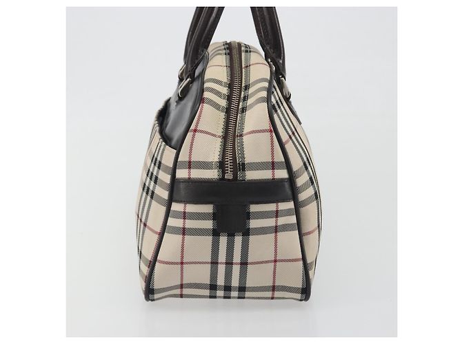 Borsa a mano BURBERRY Nova Check in tela beige e argento Auth 198703A - vista 3