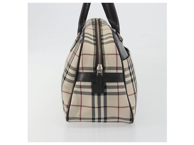 Borsa a mano BURBERRY Nova Check in tela beige e argento Auth 198703A - vista 4