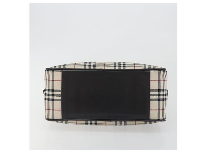Borsa a mano BURBERRY Nova Check in tela beige e argento Auth 198703A - vista 5