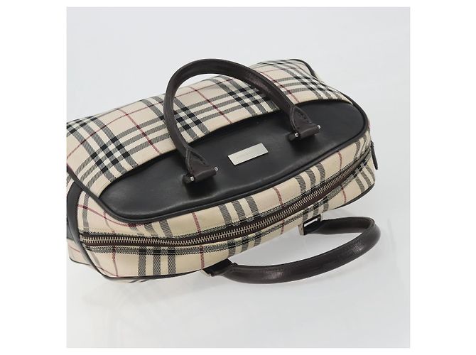 Borsa a mano BURBERRY Nova Check in tela beige e argento Auth 198703A - vista 6