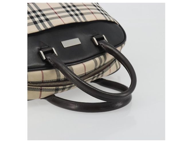 Borsa a mano BURBERRY Nova Check in tela beige e argento Auth 198703A - vista 7