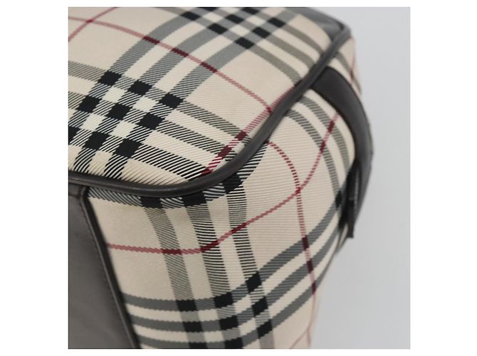 Borsa a mano BURBERRY Nova Check in tela beige e argento Auth 198703A - vista 9
