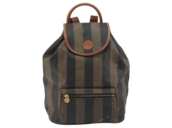 Pequin FENDI Pecan Rucksack PVC Leather Brown Gold Tone Auth 196153 Braun - Ansicht 13