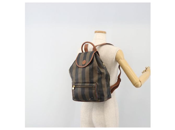 Pequin FENDI Pecan Rucksack PVC Leather Brown Gold Tone Auth 196153 Braun - Ansicht 28