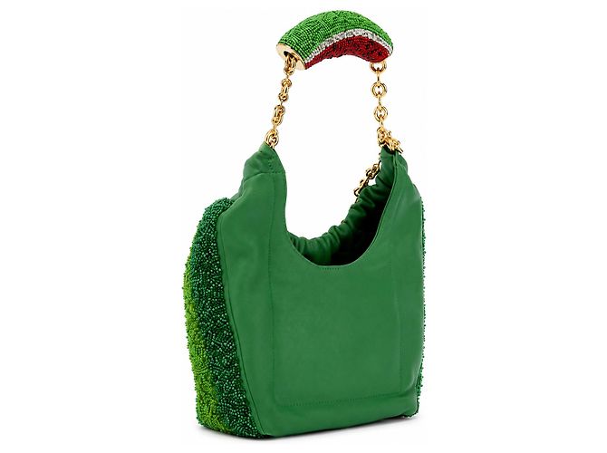 Borsa Loewe Squeeze Mini Watermelon in pelle e perline Bianco Rosso Multicolore Verde - vista 2