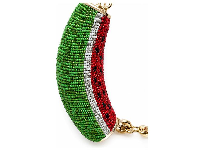 Borsa Loewe Squeeze Mini Watermelon in pelle e perline Bianco Rosso Multicolore Verde - vista 6