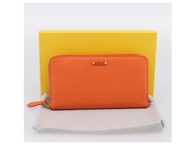 FENDI Long Wallet Leather Orange Silver Auth BA15216V Silvery - view 12