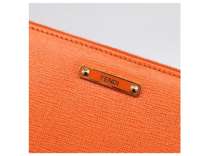 FENDI Long Wallet Leather Orange Silver Auth BA15216V Silvery - view 17