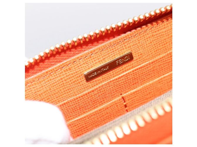 FENDI Long Wallet Leather Orange Silver Auth BA15216V Silvery - view 20