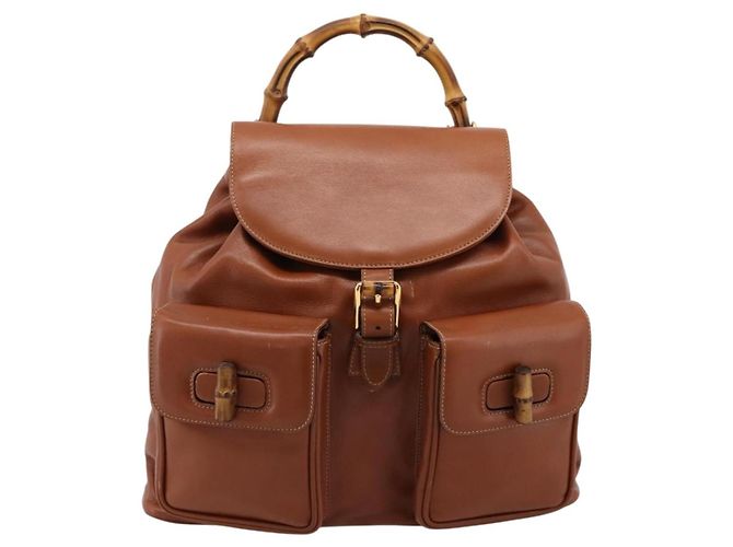 Zaino GUCCI Bamboo in pelle marrone e oro 003 2058 0016 Auth ka5812 D'oro - vista 13