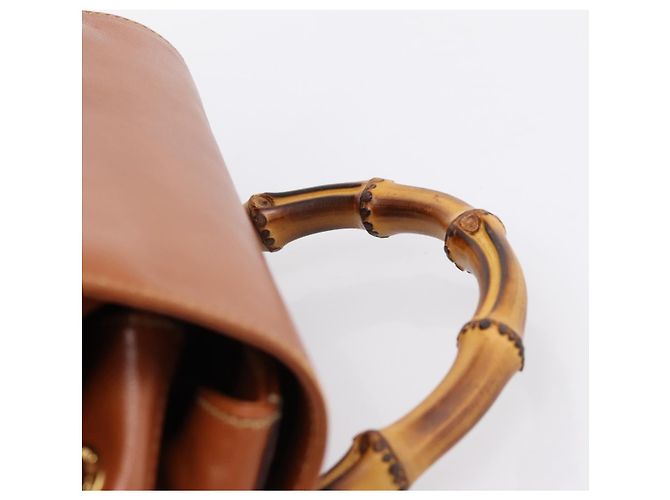 Zaino GUCCI Bamboo in pelle marrone e oro 003 2058 0016 Auth ka5812 D'oro - vista 14