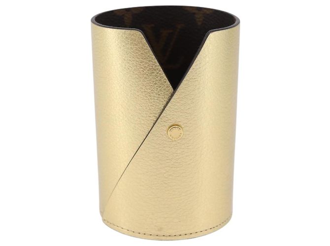 LOUIS VUITTON Monogram Pocrayon Gaston Pen Case Gold LV Auth 197153A Dorado Monograma - vista 13