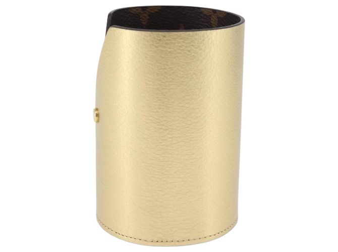 LOUIS VUITTON Monogram Pocrayon Gaston Pen Case Gold LV Auth 197153A Dorado Monograma - vista 3