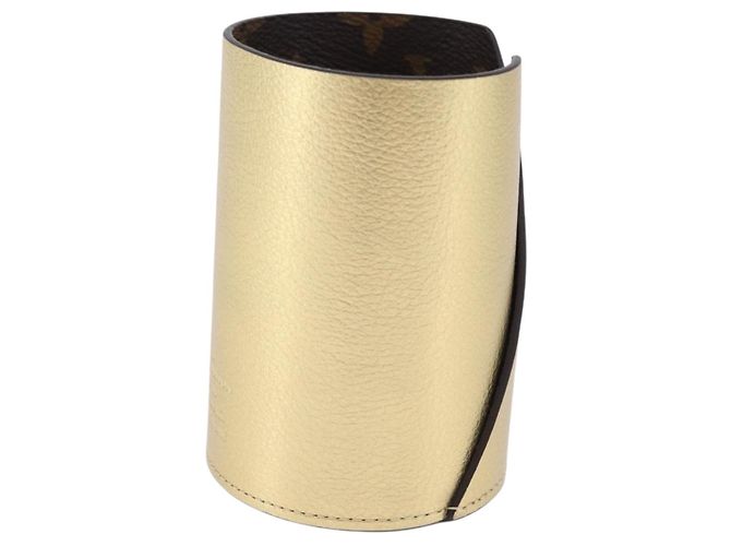 LOUIS VUITTON Monogram Pocrayon Gaston Pen Case Gold LV Auth 197153A Dorado Monograma - vista 4