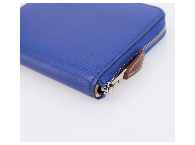 Hermès HERMES Azap Compact Silk In Wallet Leather Blue Silver Auth 198794V Argento - vista 15