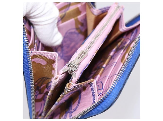 Hermès HERMES Azap Compact Silk In Wallet Leather Blue Silver Auth 198794V Argento - vista 19