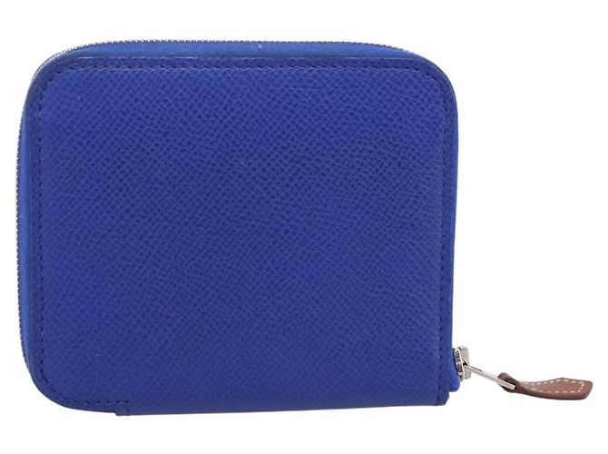 Hermès HERMES Azap Compact Silk In Wallet Leather Blue Silver Auth 198794V Argento - vista 2