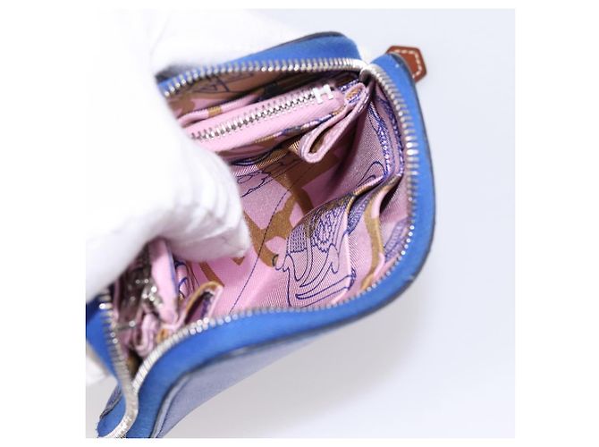 Hermès HERMES Azap Compact Silk In Wallet Leather Blue Silver Auth 198794V Argento - vista 21