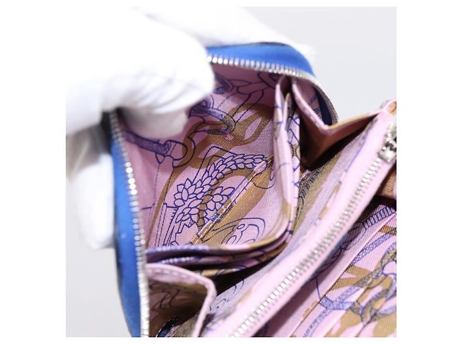 Hermès HERMES Azap Compact Silk In Wallet Leather Blue Silver Auth 198794V Argento - vista 22