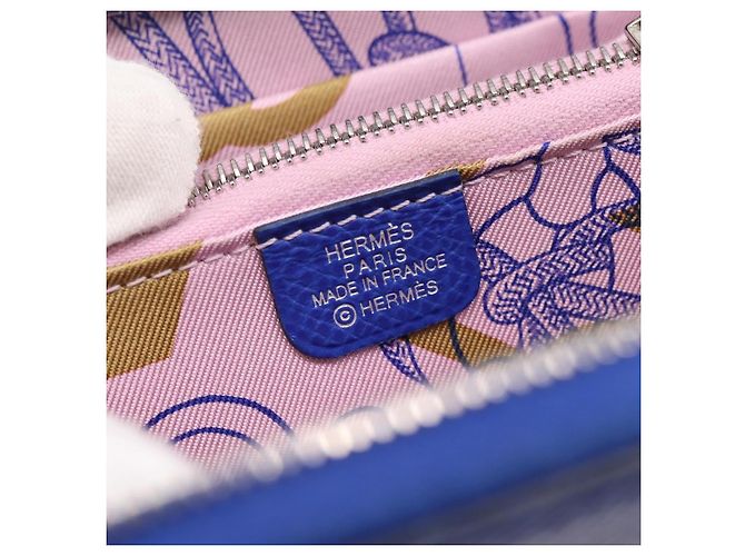 Hermès HERMES Azap Compact Silk In Wallet Leather Blue Silver Auth 198794V Argento - vista 23