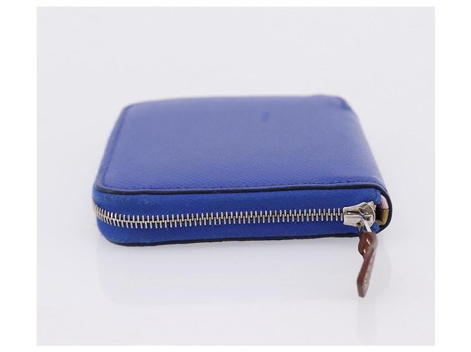 Hermès HERMES Azap Compact Silk In Wallet Leather Blue Silver Auth 198794V Argento - vista 3